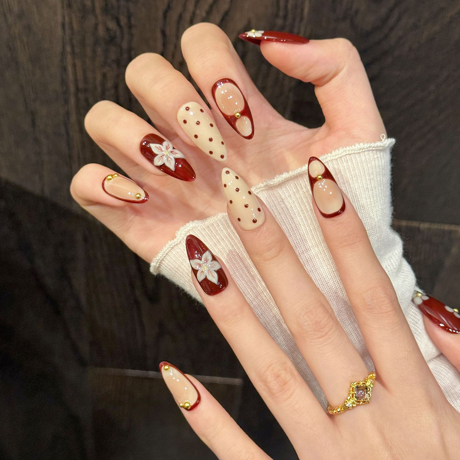 10pcs Handmade Wine Red French - Nail Art Red Wine recension och pris