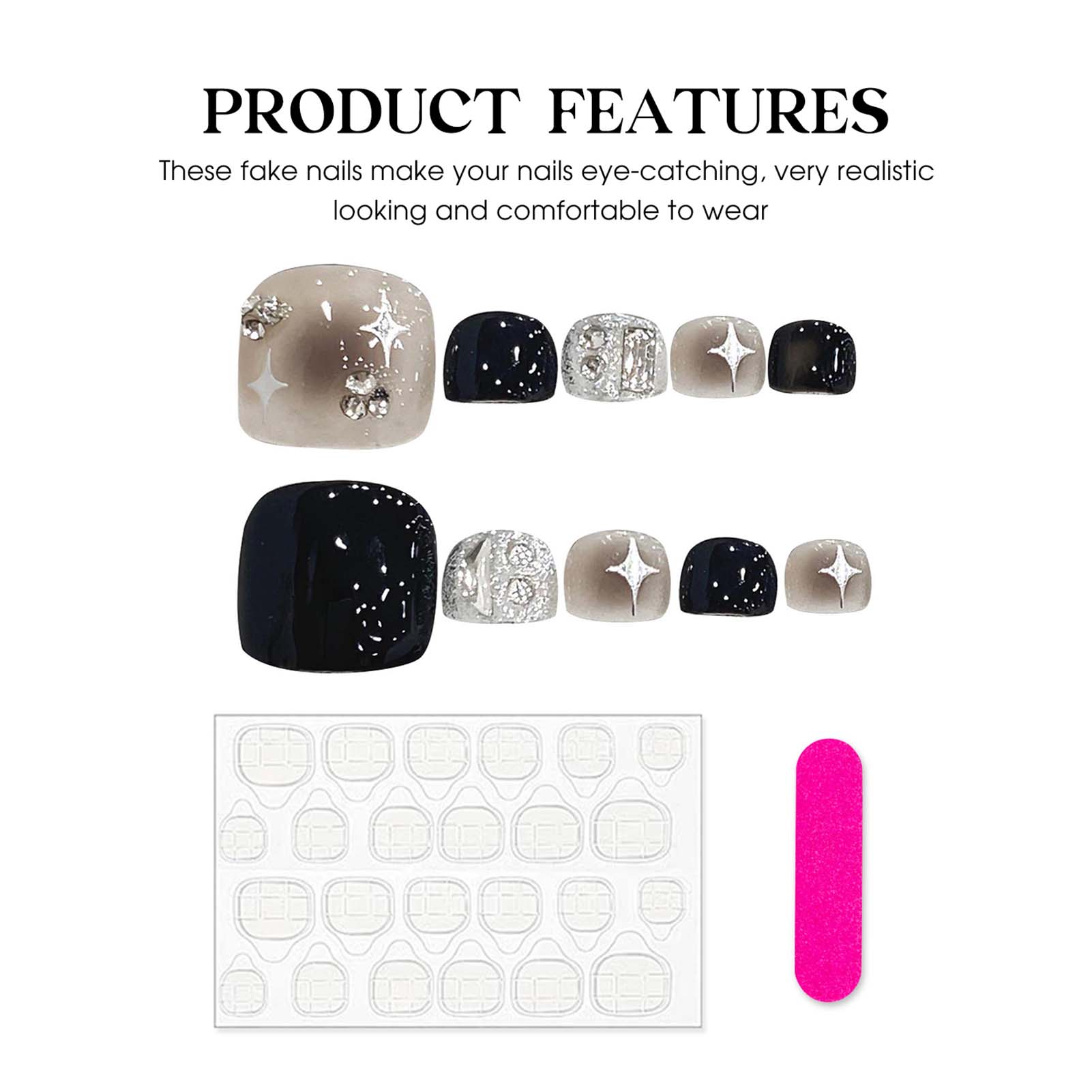 10pcs Glossy Square Fake Toena - Nail Art Glitter recension och pris