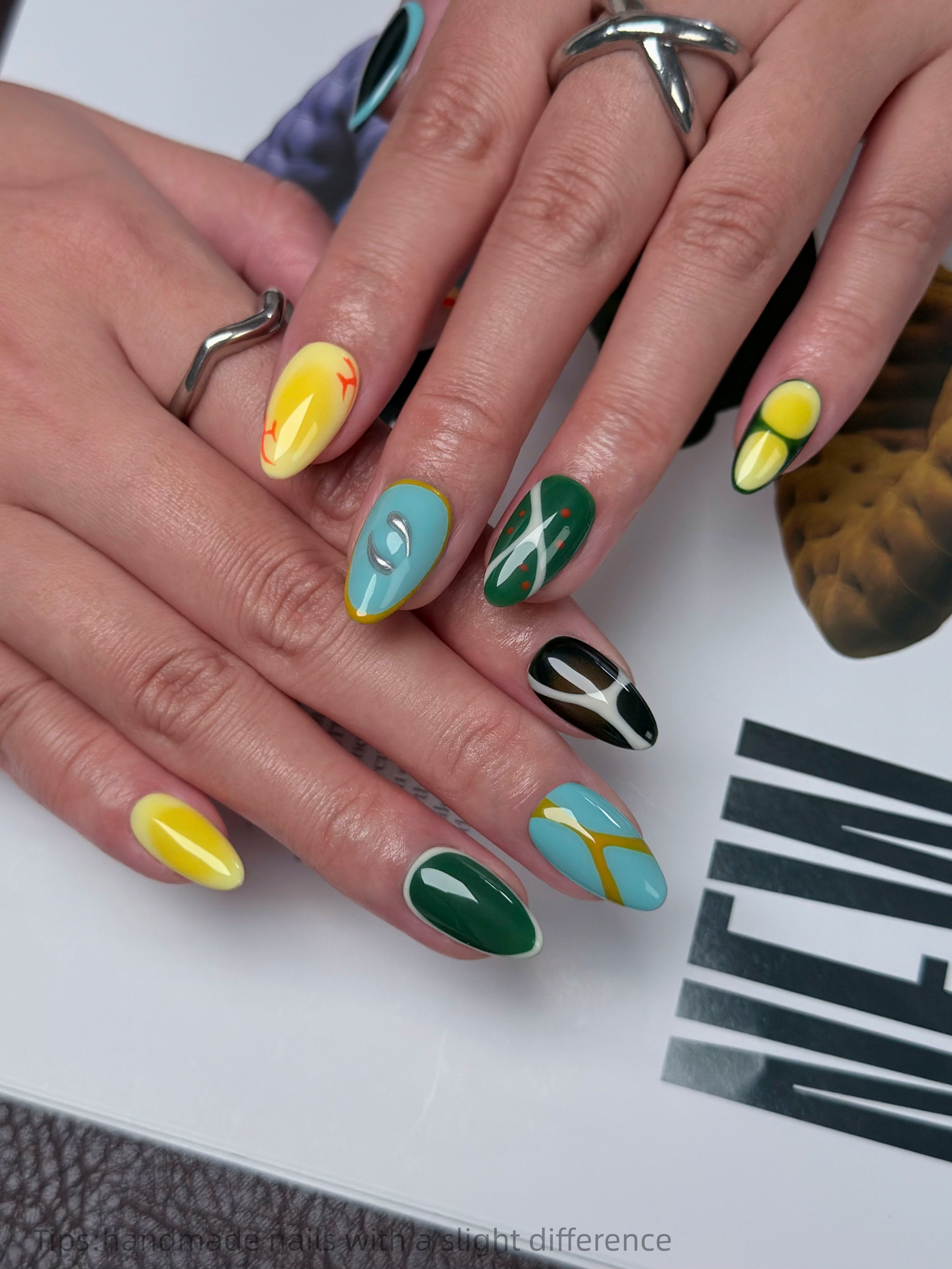 10pcs Handmade Colorful Block  - Nail Art Full Color recension och pris